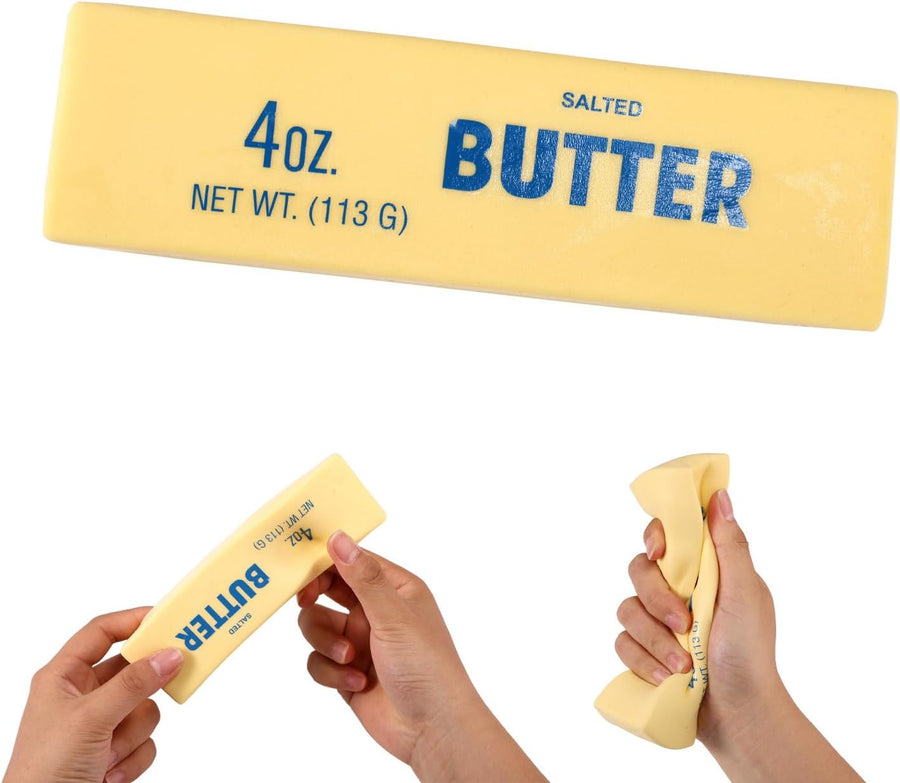 Butter Squeeze Squishy Toy, PU Material Butter Stick Slow Rising Squeeze Food Fidget Toy for Office School (Light Yellow) J0