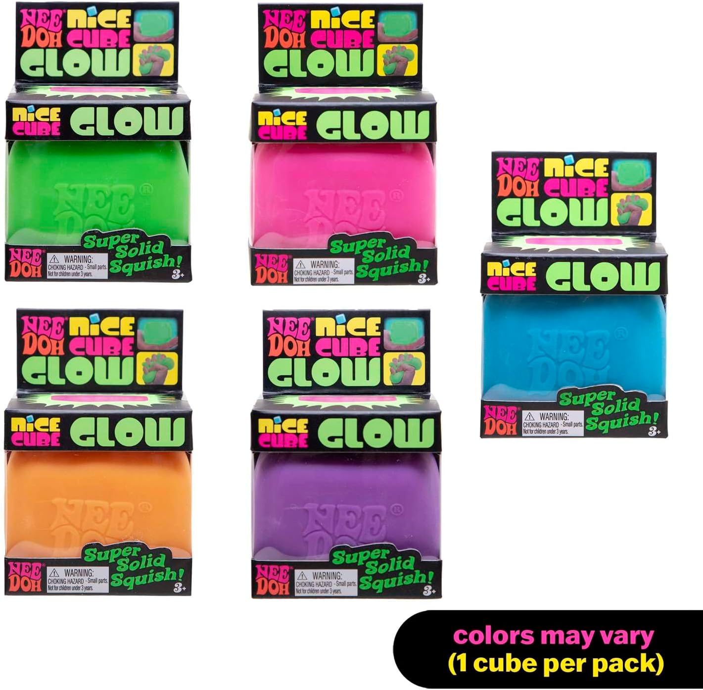 Schylling NeeDoh Nice Cube Glow - Squeeze Toy with a Super Solid Squish